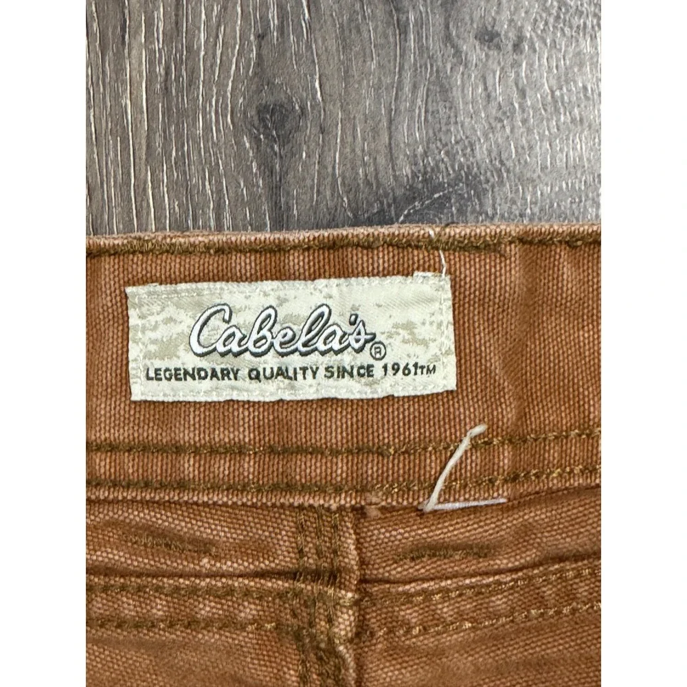 Cabelas Mens Brown Duck Canvas Cargo Work Pants Double Knee 31x29 M25PT081